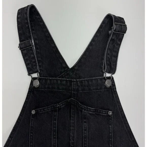 Old Navy Bib Overalls Slouchy Shorte Black Wash Denim Shortalls Womens Large - Picture 8 of 10